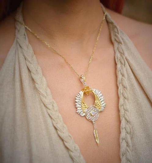 Prachtige pendant Angel Star, Sieraden, Tassen en Uiterlijk, Kettinghangers, Nieuw, Goud, Goud, Overige voorstellingen, Ophalen of Verzenden