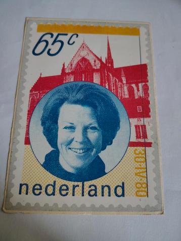 1 Sticker Beatrix Postzegel 30-04-1980 11,5 x 16 centimeter  beschikbaar voor biedingen