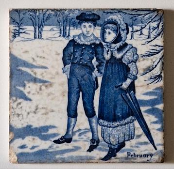 Wedgwood tegel 'February' Victoriaans ca.1878-1880 beschikbaar voor biedingen