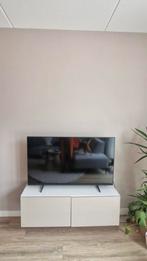 TV Meubel Besta Ikea - Wit met hoogglans beige deuren, Kunststof, Gebruikt, 100 tot 150 cm, Ophalen of Verzenden