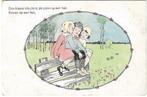 Drie kleine kleuters op een hek, Ophalen of Verzenden, 1920 tot 1940, Gelopen, Kinderen