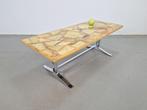 Vintage salontafel marmer onyx hars mid chroom century ´60, Ophalen, N, 50 tot 100 cm, N