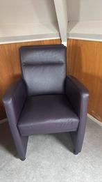 Paarse leren eetkamerstiel met verstelbare rug, Ophalen, Zo goed als nieuw, 75 tot 100 cm