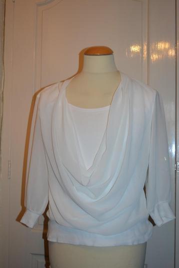 Anna, leuk off white shirt met organza, maat 40/42 beschikbaar voor biedingen