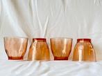 4 vintage rosaline water of sapglazen jaren’30, Antiek en Kunst, Antiek | Glas en Kristal, Ophalen of Verzenden