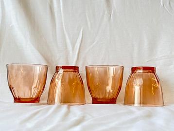 4 vintage rosaline water of sapglazen jaren’30 beschikbaar voor biedingen