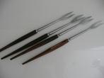 4 retro fondue prikkers hout stainless steel jaren 50 60, Ophalen of Verzenden, Huis en Inrichting