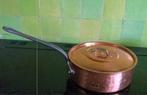 Zware koperen sauteuse/steelpan met deksel, Huis en Inrichting, Keuken | Potten en Pannen, Ophalen of Verzenden, Zo goed als nieuw