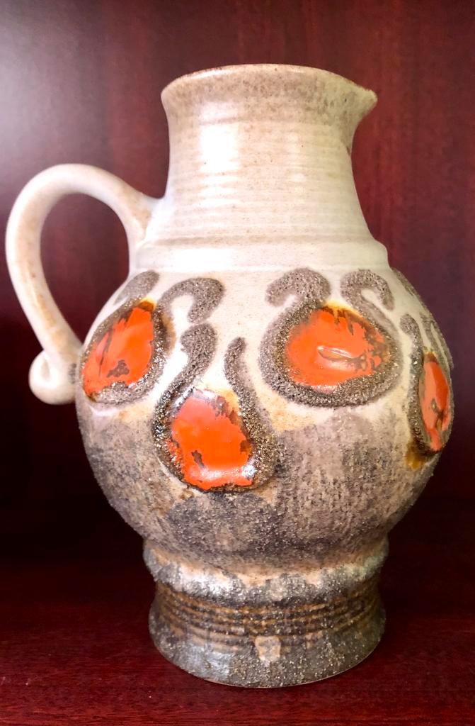 Strehla GDR vintage vaas retro fat-lava Germany oranje, Huis en Inrichting, Woonaccessoires | Vazen, Zo goed als nieuw, Oranje
