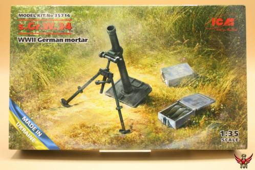 ICM 1/35 WWII German Mortar s Gr W 34, Hobby en Vrije tijd, Modelbouw | Figuren en Diorama's, Nieuw, Diorama, 1:35 tot 1:50, Ophalen of Verzenden