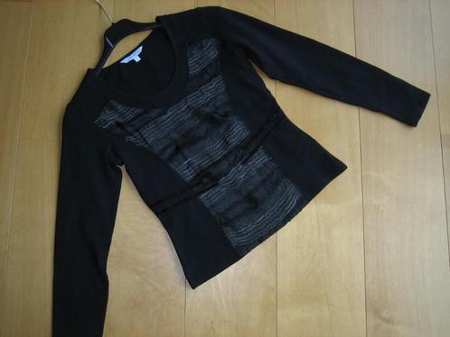 Chique shirt met applicatie SALT & PEPPER 36-38 snazzeys, Kleding | Dames, T-shirts, Zo goed als nieuw, Maat 36 (S), Zwart, Lange mouw