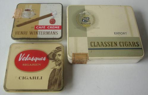 3 sigarenblikjes: Claassen, Velasques, Henri Wintermans, all, Verzamelen, Rookartikelen, Aanstekers en Luciferdoosjes, Zo goed als nieuw