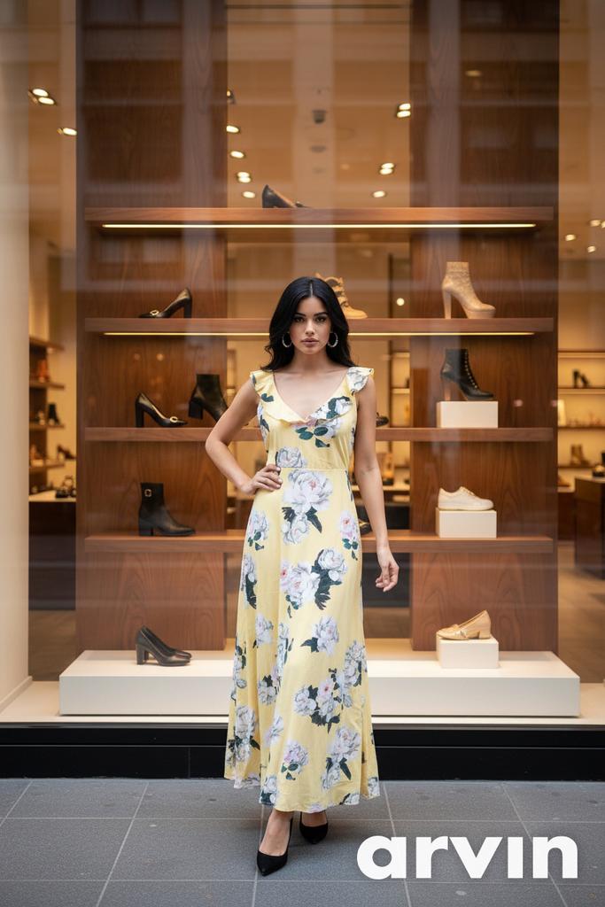 Gele maxi jurk met bloemenprint, Geel, Nieuw, Ophalen of Verzenden, Maat 36 (S)