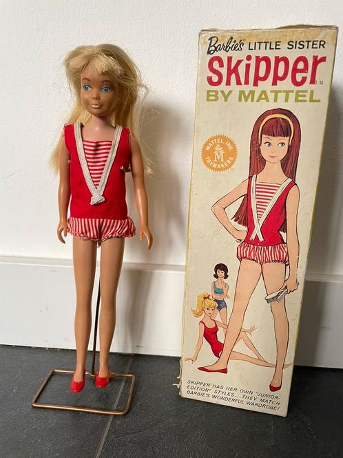 Vintage Skipper, zusje van Barbie Mattel 1963, Verzamelen, Poppen, Gebruikt, Pop, Ophalen of Verzenden