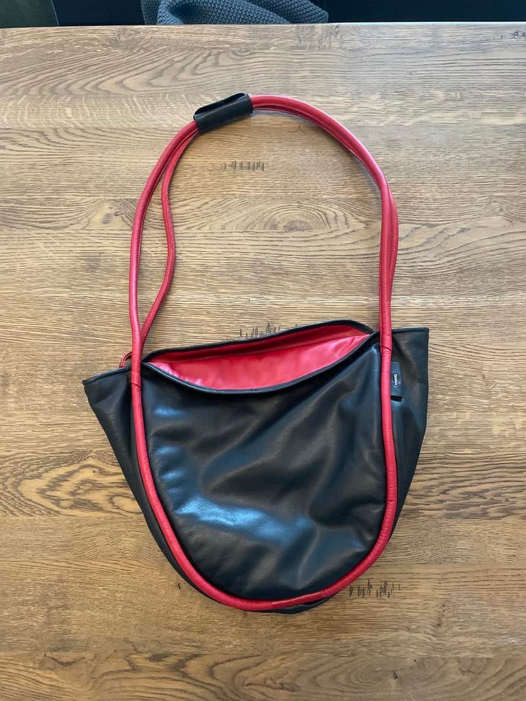 Berba Zwartrode Leren Tas met Portemonnee, Ophalen of Verzenden, Gebruikt, Zwart, Handtas