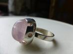 vintage Finse Modernist Zilveren Ring Rozenquartz mt 16, Sieraden, Tassen en Uiterlijk, Antieke sieraden, Verzenden, Zilver, Ring
