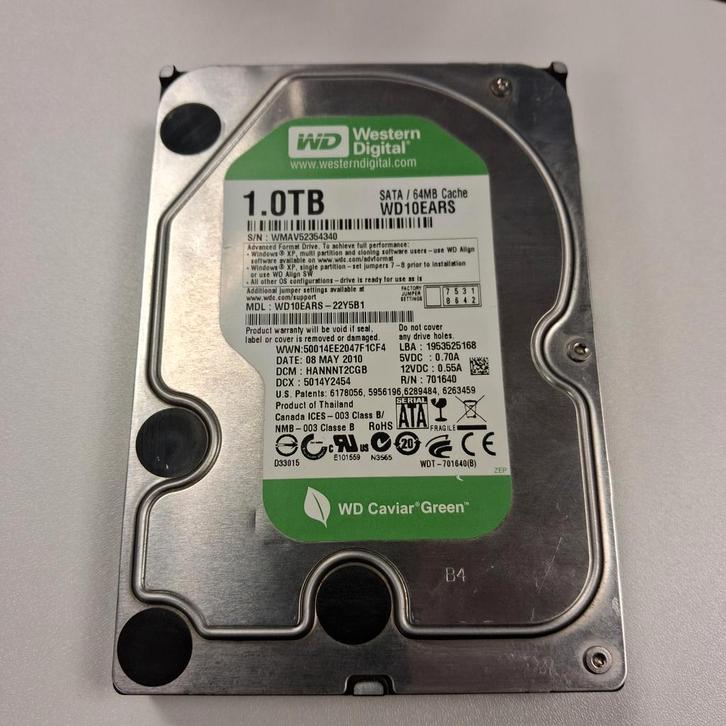 HDD WD Caviar Green 1TB HDD - 3.5 inch, Computers en Software, Harde schijven, Gebruikt, Desktop, Intern, HDD, SATA, Ophalen of Verzenden