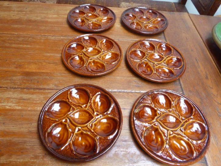 6 keramiek oesterborden, Saint Clement, Antiek en Kunst, Antiek | Servies los, Ophalen of Verzenden