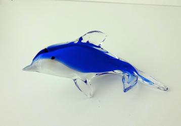 Glazen dolfijn blauw en wit opaline 3227-g beschikbaar voor biedingen
