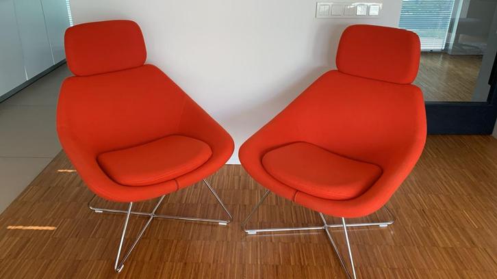 2x Allermuir Open A643 fauteuil, Huis en Inrichting, Fauteuils, Nieuw, Metaal, Stof, 50 tot 75 cm, 75 tot 100 cm, Ophalen