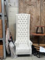 Koning/Koningin Fauteuil Wit Leer, Huis en Inrichting, Fauteuils, Ophalen, Overige materialen, Minder dan 75 cm, Barock, hotel chique