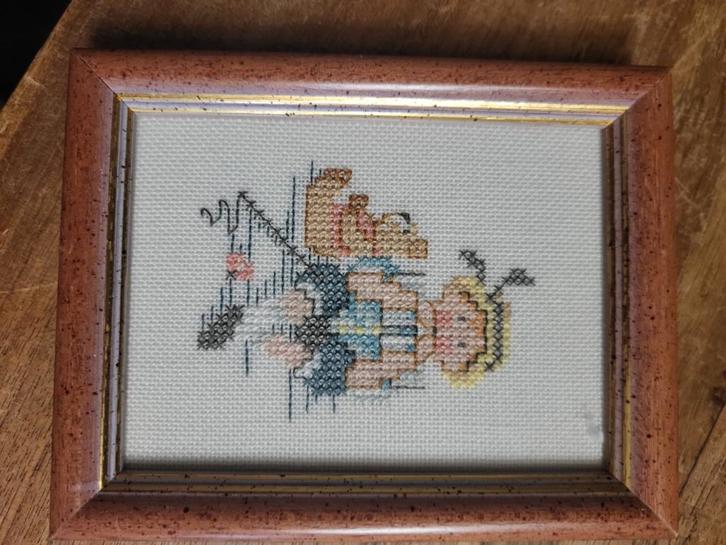 Vintage Geborduurd Lijstje, Antiek en Kunst, Kunst | Etsen en Gravures, Ophalen of Verzenden