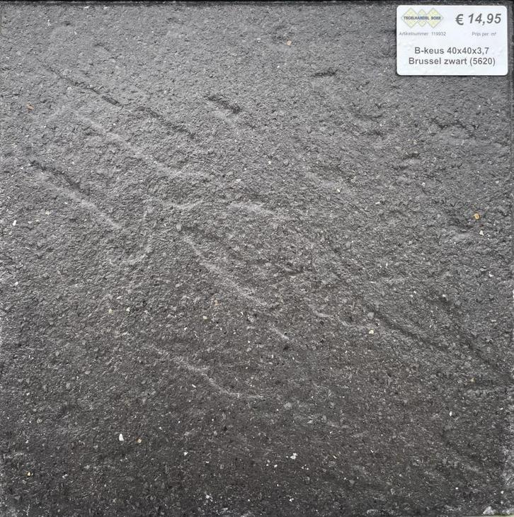 B-keus partij gecoate tegels 40x40 Brussel zwart lei (5620), Tuin en Terras, Tegels en Klinkers, Nieuw, Terrastegels, Beton, 10 m² of meer