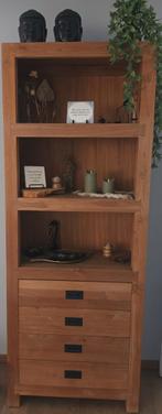 Hoge teakhouten kast, Huis en Inrichting, Kasten | Boekenkasten, Ophalen, 200 cm of meer, Teakhout, 50 tot 100 cm