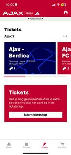 Ajax Benfica 428 losse kaart, Tickets en Kaartjes, Sport | Voetbal, Losse kaart, Eén persoon, November, Europa of Champions League