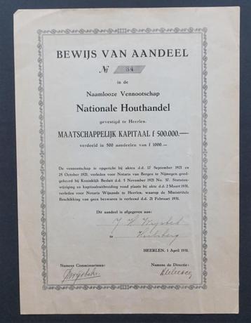 Nationale Houthandel - Heerlen - 1931  beschikbaar voor biedingen