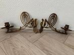 Jugendstil pianokandelaars messing / koper, set van 2., Ophalen of Verzenden, Koper of Brons