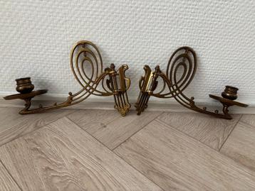 Jugendstil pianokandelaars messing / koper, set van 2. beschikbaar voor biedingen