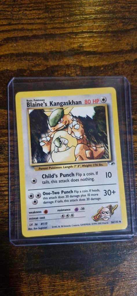 Blaine's Kangaskhan - Gym Challenge - Zeldzame Pokémonkaart, Ophalen of Verzenden, Gebruikt, Losse kaart