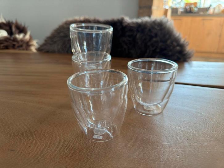4 Bodum Pilatus Dubbelwandige Espresso Glazen, Huis en Inrichting, Keuken | Servies, Zo goed als nieuw, Glas of Glazen, Effen