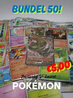50 Pokémon kaarten + V-kaart – Superdeal!, Ophalen of Verzenden, Zo goed als nieuw, Meerdere kaarten, Foil