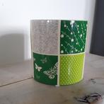 Vrolijke bloempot - wit groen grijs - vlinders- bloemen, Gebruikt, Rond, Binnen, Ophalen of Verzenden