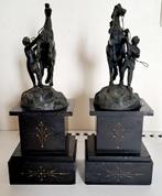 Set van 2 paarden beelden met hun verzorger, Antiek en Kunst, Kunst | Beelden en Houtsnijwerken, Ophalen