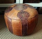 Poef leer oosters diameter 50 cm tunesie vintage, Ophalen, Huis en Inrichting