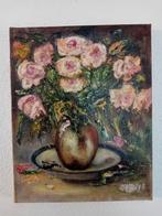 Vintage schilderij: Vaas met rozen, Antiek en Kunst, Ophalen of Verzenden