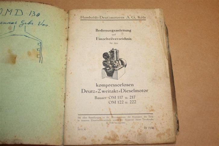 Handleiding Humboldt-Deutz motoren Dieselmotor 1936 !!, Boeken, Techniek, Gelezen, Bouwkunde, Ophalen of Verzenden