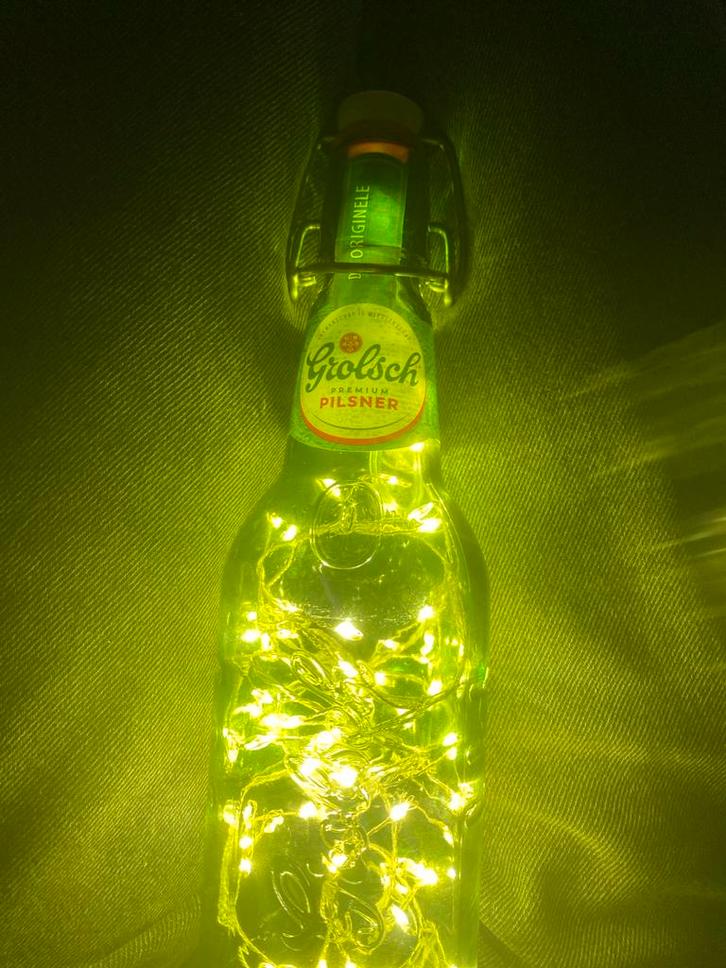 Grolsch Lamp - Sfeervolle Verlichting, Huis en Inrichting, Lampen | Hanglampen, Gebruikt, Minder dan 50 cm, Glas, Ophalen of Verzenden