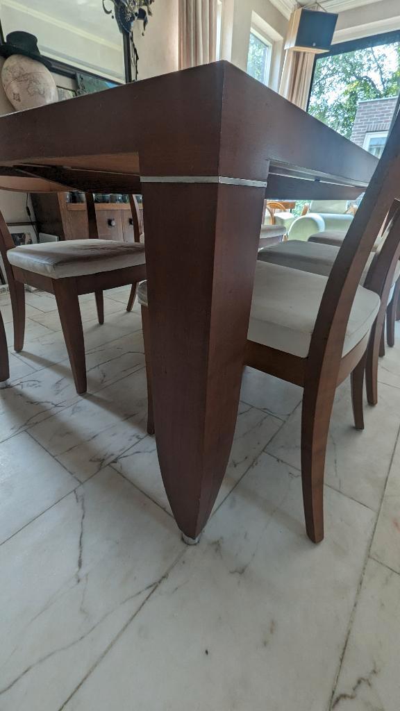 Stoelen kersenhout, Huis en Inrichting, Stoelen, Gebruikt, Vijf, Zes of meer stoelen, Hout, Stof, Rood, Ophalen