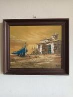 Schilderij: Boot en huisje aan de kust de schilder is Rafael, Antiek en Kunst, Ophalen of Verzenden