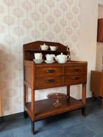 Art Deco Buffetkast met glasplaat en 4 laden, Huis en Inrichting, Kasten | Buffetkasten, Ophalen, Gebruikt, Eikenhout, 100 tot 150 cm
