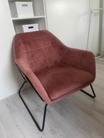 Oudroze fauteuil met velvet bekleding, Huis en Inrichting, Fauteuils, Ophalen, Gebruikt, 75 tot 100 cm, 50 tot 75 cm