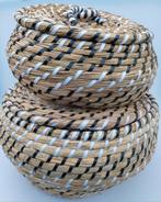 Set van 2 Rotan manden met deksel, Verzenden, Nieuw, Rond, Riet