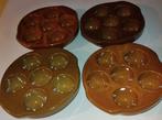 Set van 4 Slakkenbordjes/Escargots Bordjes - Made in France, Gebruikt, Onbekend, Ophalen of Verzenden, Onbekend