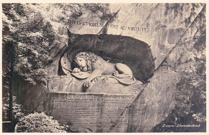 A343 Zwitserland - Luzern - Lowendenkmal, Verzamelen, Ansichtkaarten | Buitenland, Ongelopen, Overig Europa, 1920 tot 1940, Verzenden