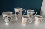 Vijf mokken met vogels, Ophalen of Verzenden, Zo goed als nieuw, Overige stijlen, Kop(pen) en/of Schotel(s)