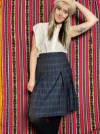 Vintage rok - school uniform style - geruit - M/38, Gedragen, Blauw, Maat 38/40 (M), Vintage